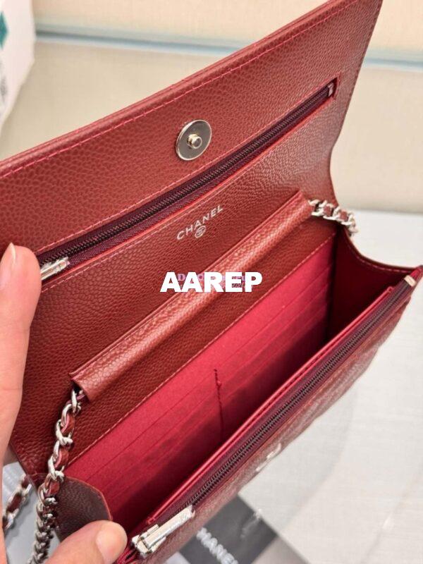 Replica Chanel New Magnetic Caviar Wallet On Chain WOC Burgundy Bag 33814 19