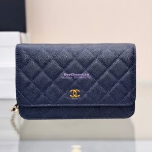 Replica Chanel New Magnetic Caviar Wallet On Chain WOC Navy Bag 33814 2