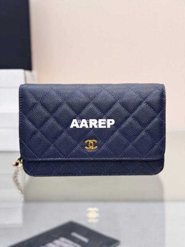Replica Chanel New Magnetic Caviar Wallet On Chain WOC Navy Bag 33814 4