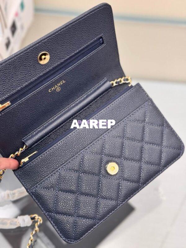 Replica Chanel New Magnetic Caviar Wallet On Chain WOC Navy Bag 33814 5