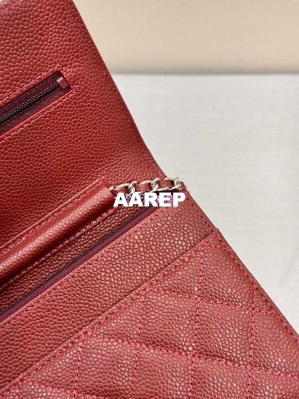 Replica Chanel New Magnetic Caviar Wallet On Chain WOC Burgundy Bag 33814 21