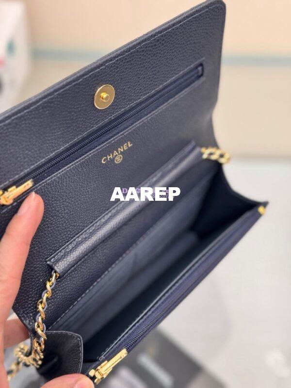 Replica Chanel New Magnetic Caviar Wallet On Chain WOC Navy Bag 33814 6