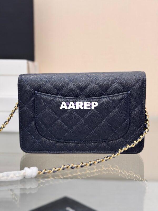 Replica Chanel New Magnetic Caviar Wallet On Chain WOC Navy Bag 33814 7
