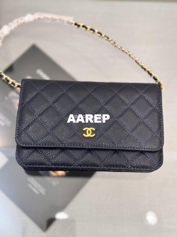 Replica Chanel New Magnetic Caviar Wallet On Chain WOC Navy Bag 33814 8