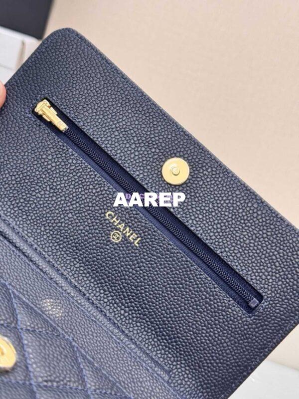 Replica Chanel New Magnetic Caviar Wallet On Chain WOC Navy Bag 33814 11