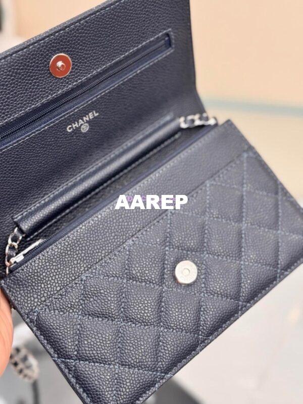 Replica Chanel New Magnetic Caviar Wallet On Chain WOC Navy Bag 33814 17