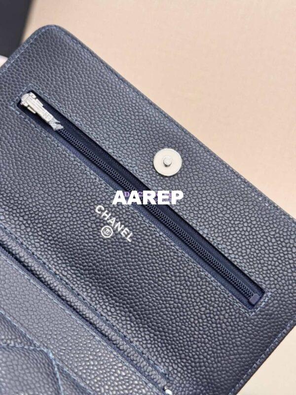 Replica Chanel New Magnetic Caviar Wallet On Chain WOC Navy Bag 33814 19