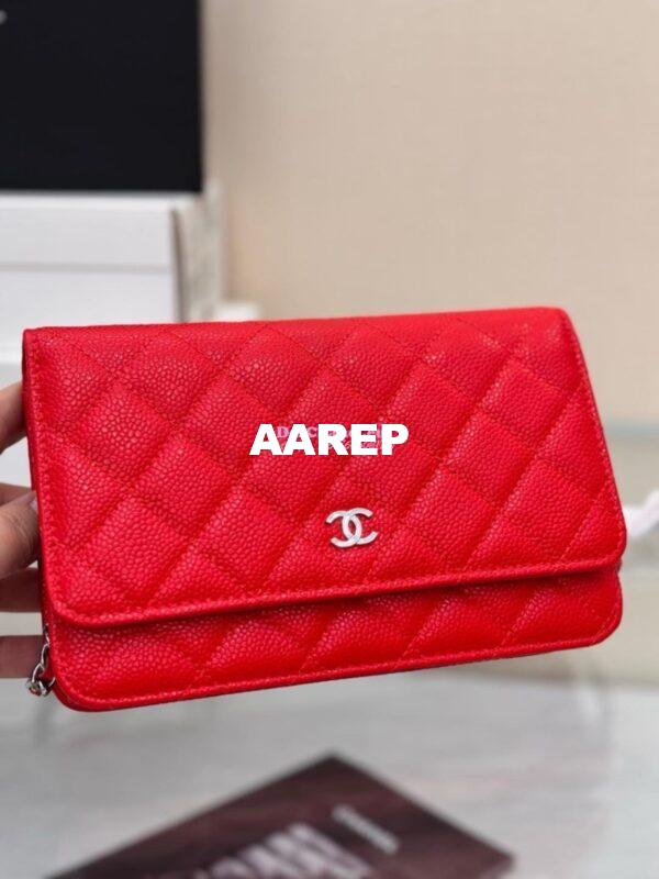 Replica Chanel New Magnetic Caviar Wallet On Chain WOC Red Bag 33814 5