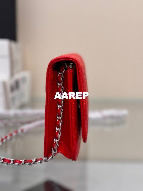 Replica Chanel New Magnetic Caviar Wallet On Chain WOC Red Bag 33814 6