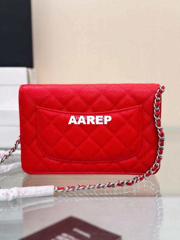 Replica Chanel New Magnetic Caviar Wallet On Chain WOC Red Bag 33814 7