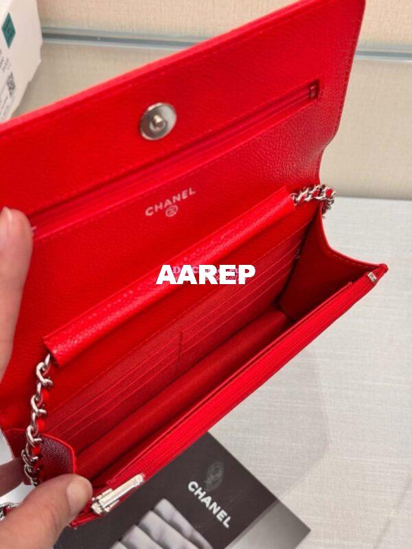 Replica Chanel New Magnetic Caviar Wallet On Chain WOC Red Bag 33814 9