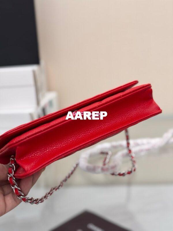 Replica Chanel New Magnetic Caviar Wallet On Chain WOC Red Bag 33814 10