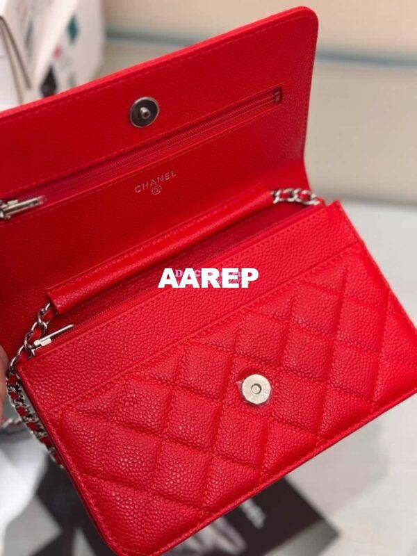 Replica Chanel New Magnetic Caviar Wallet On Chain WOC Red Bag 33814 11