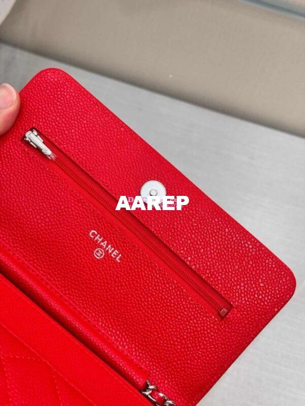 Replica Chanel New Magnetic Caviar Wallet On Chain WOC Red Bag 33814 12
