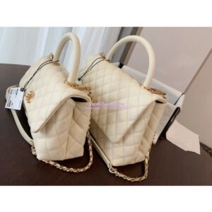 Replica Chanel Coco Grained Calfskin Flap Bag with Handle 92991 White 2