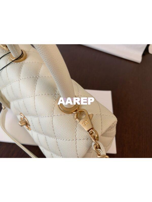 Replica Chanel Coco Grained Calfskin Flap Bag with Handle 92991 White 7