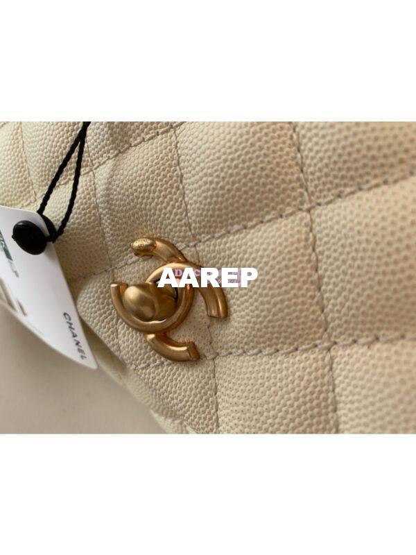 Replica Chanel Coco Grained Calfskin Flap Bag with Handle 92991 White 8