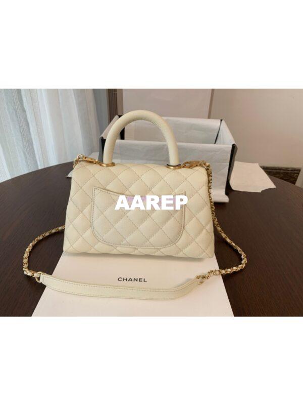 Replica Chanel Coco Grained Calfskin Flap Bag with Handle 92991 White 10