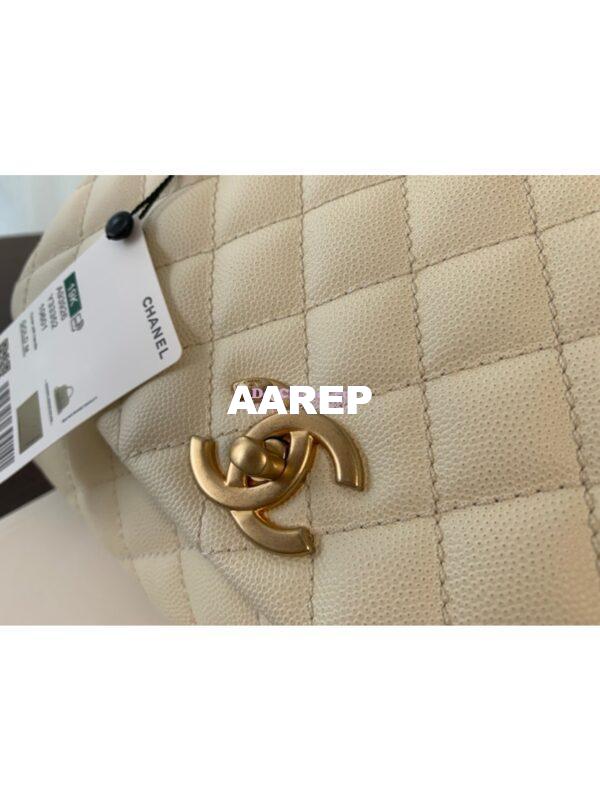 Replica Chanel Coco Grained Calfskin Flap Bag with Handle 92991 White 13