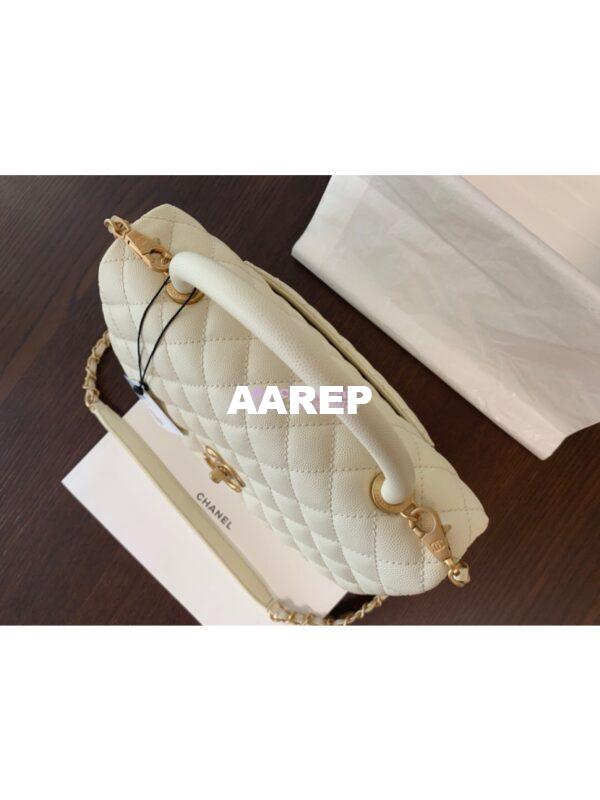 Replica Chanel Coco Grained Calfskin Flap Bag with Handle 92991 White 15