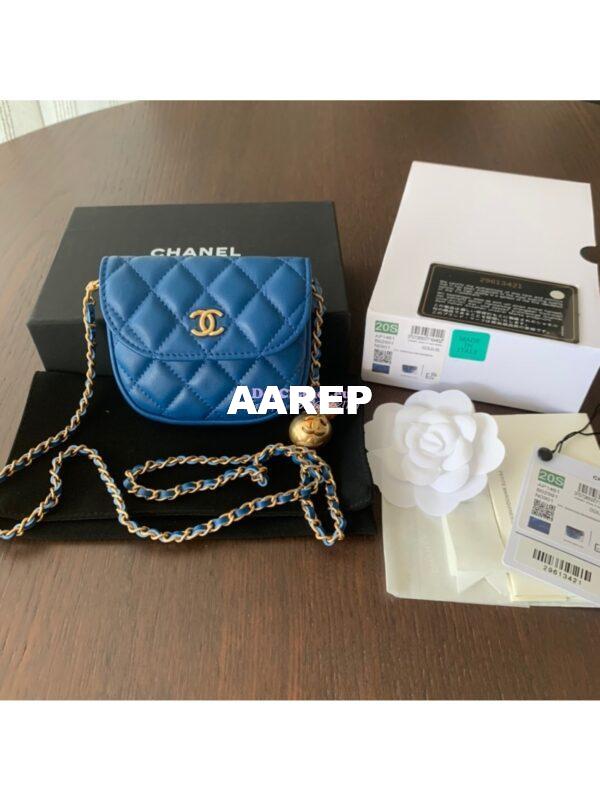 Replica Chanel Waist Bag With CC Details On Strap AP1461 Blue
