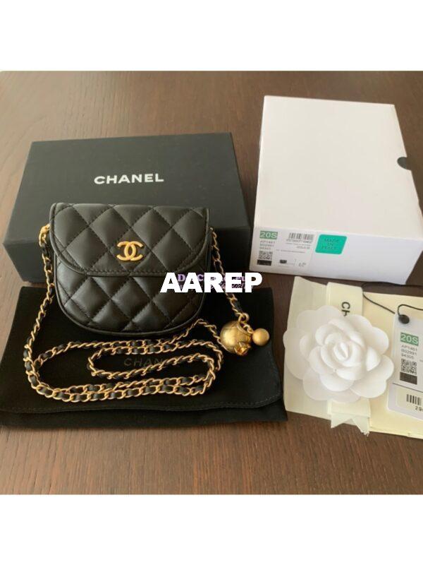 Replica Chanel Waist Bag With CC Details On Strap AP1461 Black
