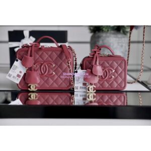 Replica Chanel CC Filigree Vanity Case Vanity Case A93343 Caviar Burgundy