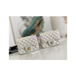 Replica Chanel Mini Classic Flap CF17cm in White Iridescent Lambskin Bag