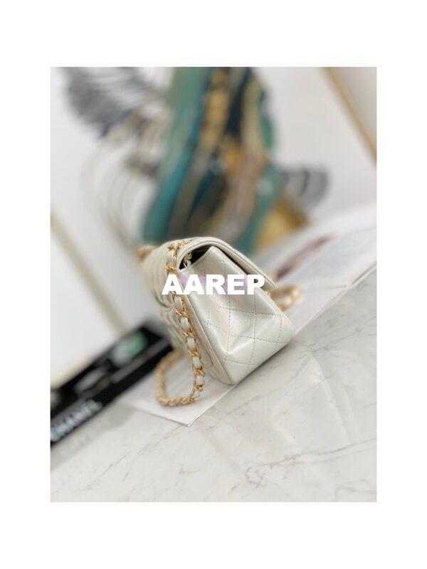 Replica Chanel Mini Classic Flap CF17cm in White Iridescent Lambskin Bag 5