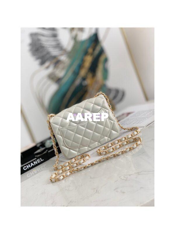 Replica Chanel Mini Classic Flap CF17cm in White Iridescent Lambskin Bag 6