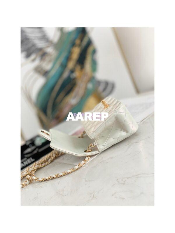 Replica Chanel Mini Classic Flap CF17cm in White Iridescent Lambskin Bag 8
