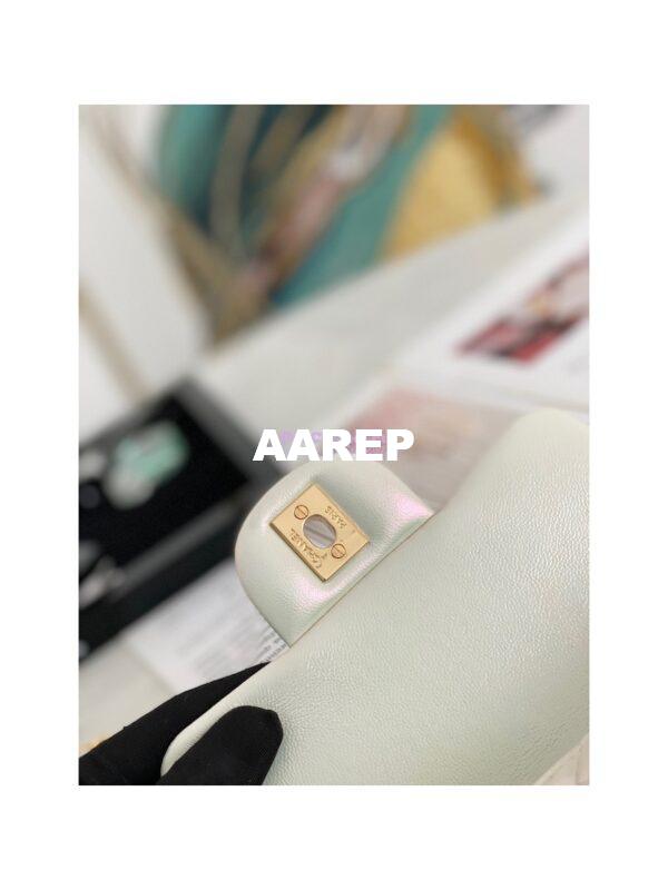 Replica Chanel Mini Classic Flap CF17cm in White Iridescent Lambskin Bag 9