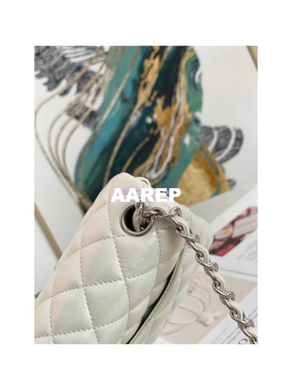 Replica Chanel Mini Classic Flap CF17cm in White Iridescent Lambskin Bag 18