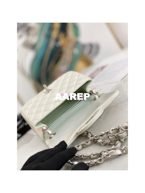 Replica Chanel Mini Classic Flap CF17cm in White Iridescent Lambskin Bag 20
