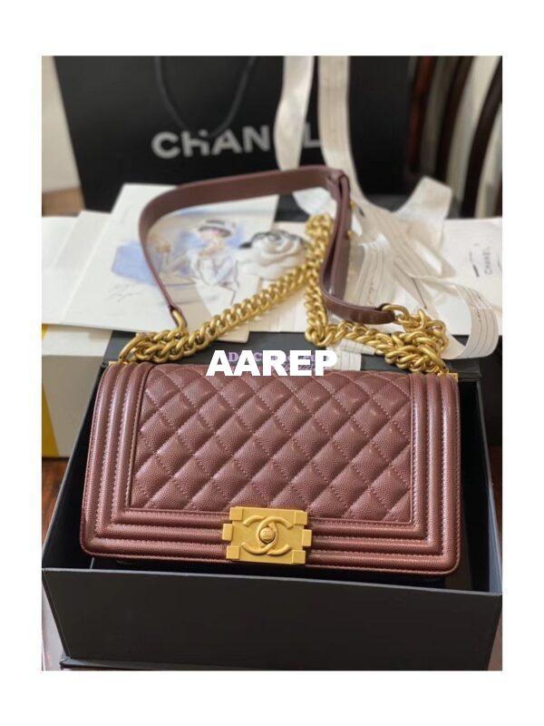 Replica Chanel Le boy Tiny Grainy Caviar Bag A67086 Burgundy 3