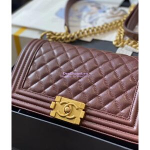 Replica Chanel Le boy Tiny Grainy Caviar Bag A67086 Burgundy 2