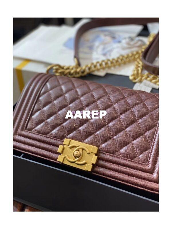 Replica Chanel Le boy Tiny Grainy Caviar Bag A67086 Burgundy 4