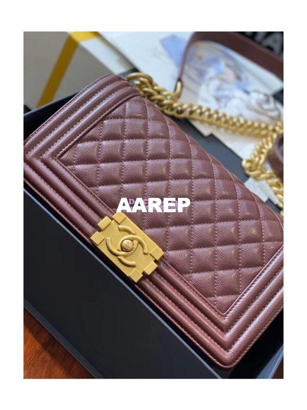 Replica Chanel Le boy Tiny Grainy Caviar Bag A67086 Burgundy 5