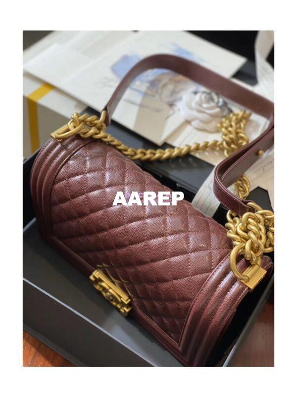 Replica Chanel Le boy Tiny Grainy Caviar Bag A67086 Burgundy 6