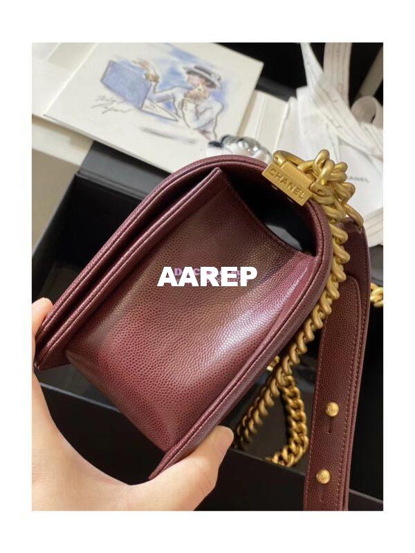 Replica Chanel Le boy Tiny Grainy Caviar Bag A67086 Burgundy 8