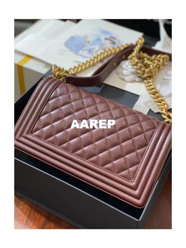 Replica Chanel Le boy Tiny Grainy Caviar Bag A67086 Burgundy 11