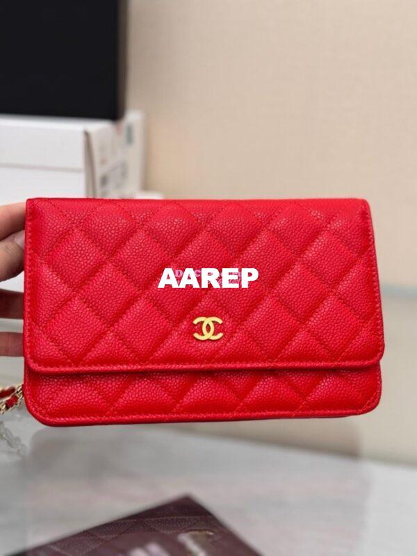 Replica Chanel New Magnetic Caviar Wallet On Chain WOC Red Bag 33814 13