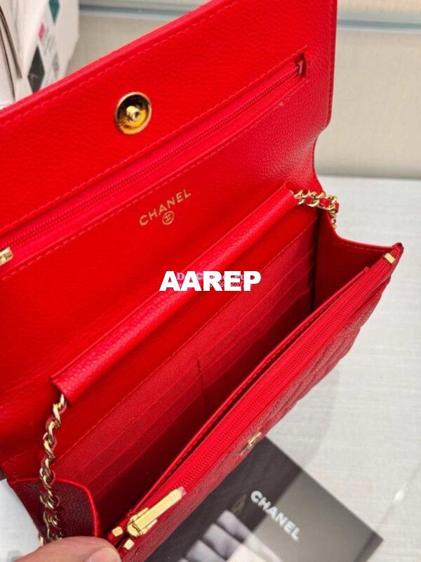 Replica Chanel New Magnetic Caviar Wallet On Chain WOC Red Bag 33814 16