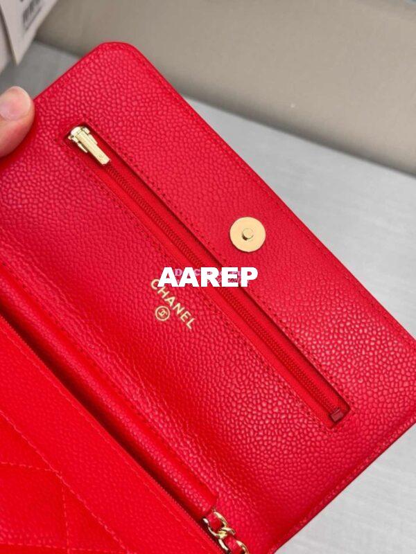 Replica Chanel New Magnetic Caviar Wallet On Chain WOC Red Bag 33814 17
