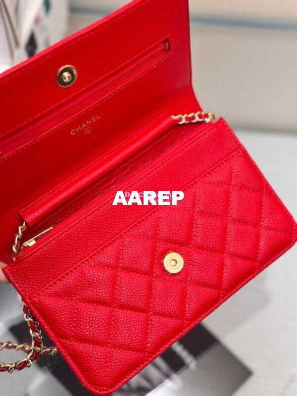 Replica Chanel New Magnetic Caviar Wallet On Chain WOC Red Bag 33814 18