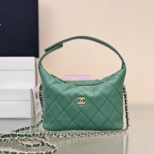 Replica Chanel 25C Pochette Avec Chain in Shiny Grained Calfskin AP4386 Light Green (Limited Edition)