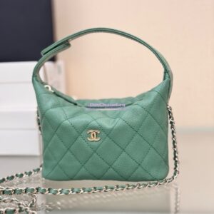 Replica Chanel 25C Pochette Avec Chain in Shiny Grained Calfskin AP4386 Light Green (Limited Edition) 2