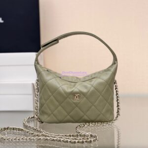 Replica Chanel 25C Pochette Avec Chain in Shiny Grained Calfskin AP4386 Matcha (Limited Edition)