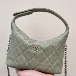 Replica Chanel 25C Pochette Avec Chain in Shiny Grained Calfskin AP4386 Matcha (Limited Edition) 2
