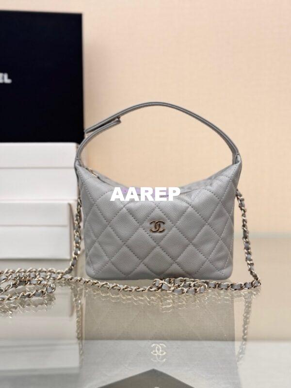 Replica Chanel 25C Pochette Avec Chain in Shiny Grained Calfskin AP4386 Grey (Limited Edition) 4